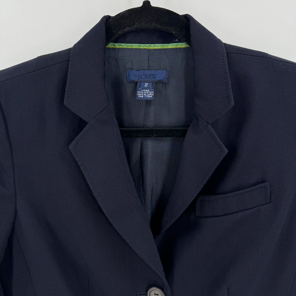J. CREW Navy Blue 3 Button Schoolboy Blazer Jacket Size 2 - Picture 2 of 7
